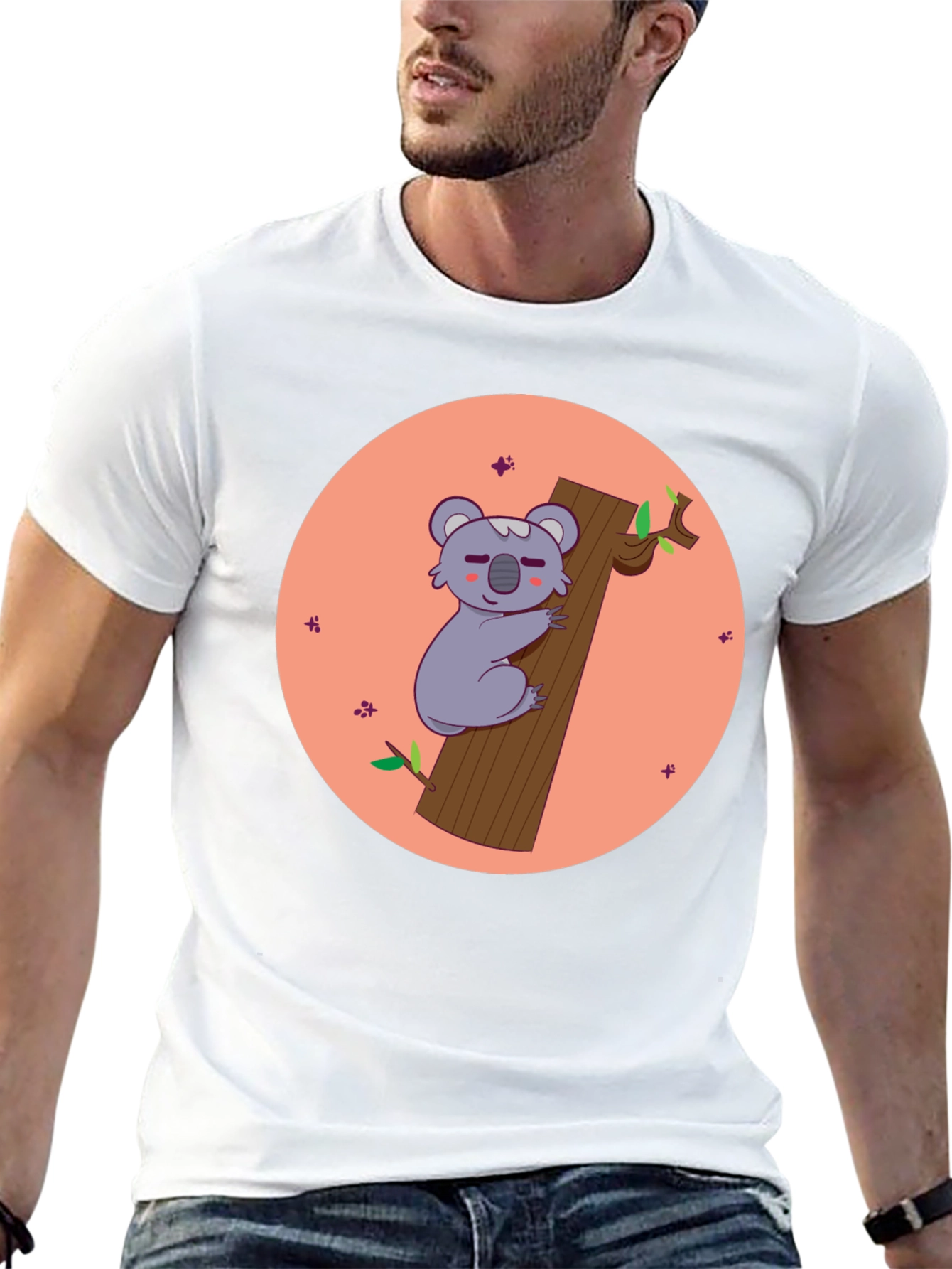 Koala Hugging Tree T-Shirt - Cute Cartoon Design