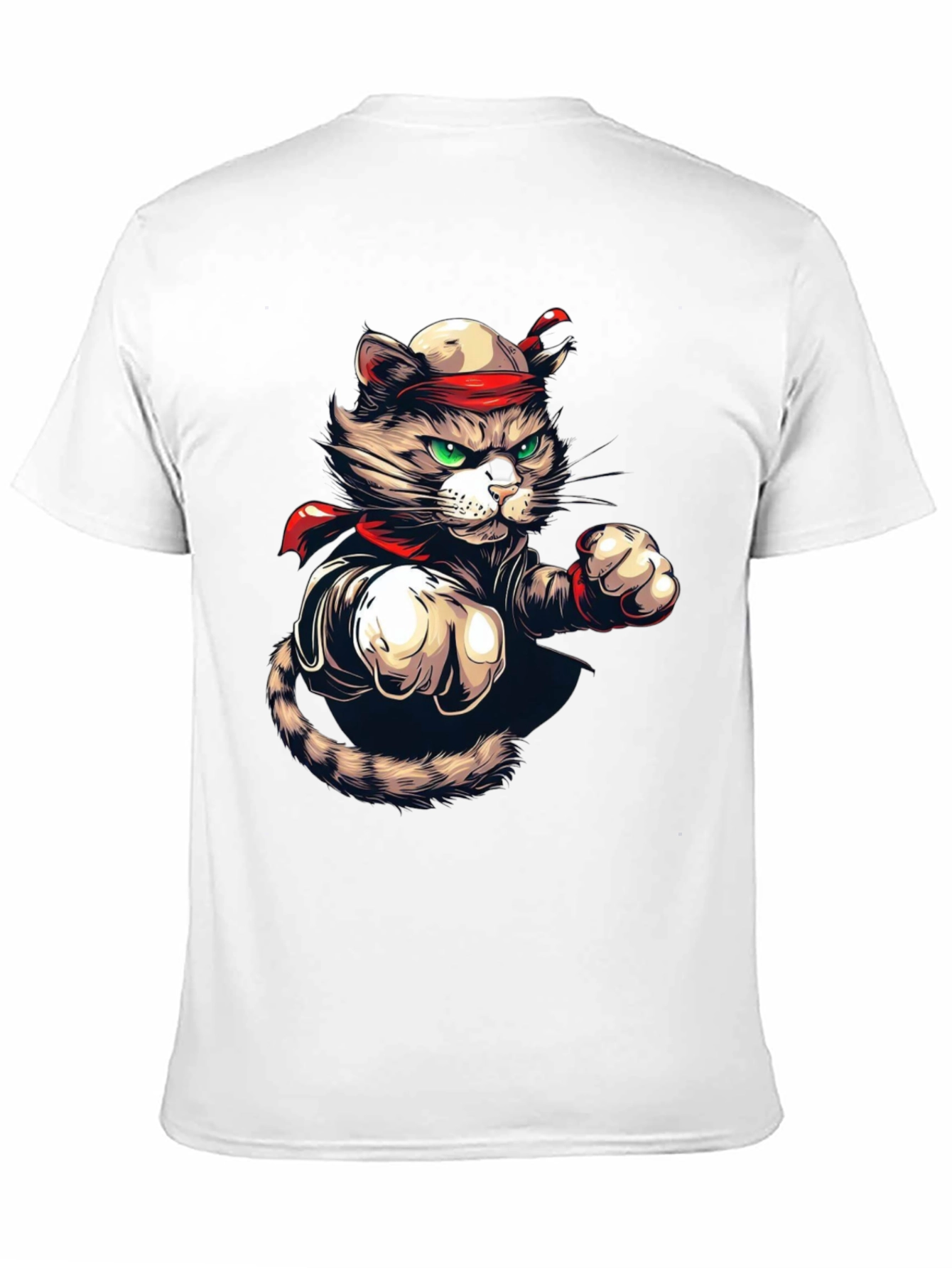 Martial Arts Cat Graphic Tee - Black T-Shirt