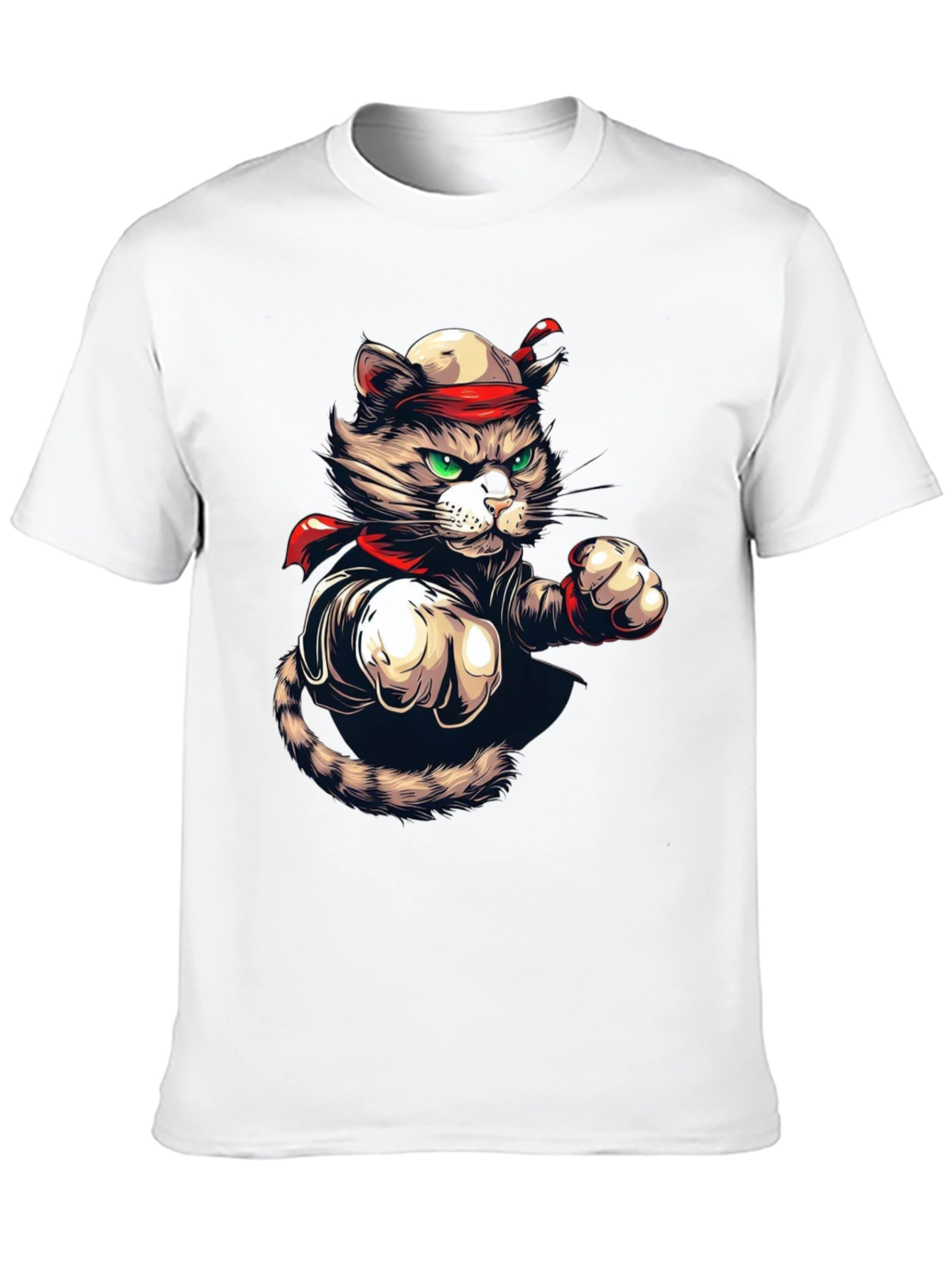 Martial Arts Cat Graphic Tee - Black T-Shirt