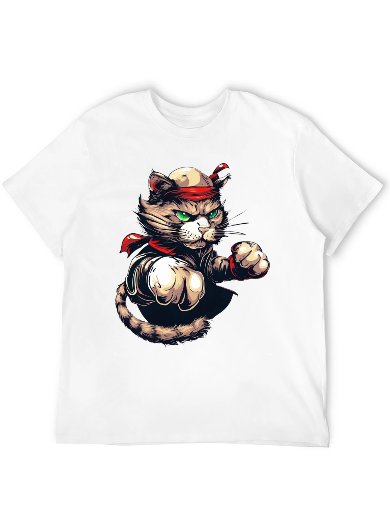 Martial Arts Cat Graphic Tee - Black T-Shirt