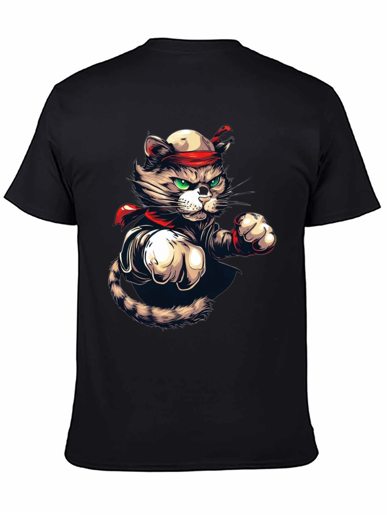 Martial Arts Cat Graphic Tee - Black T-Shirt