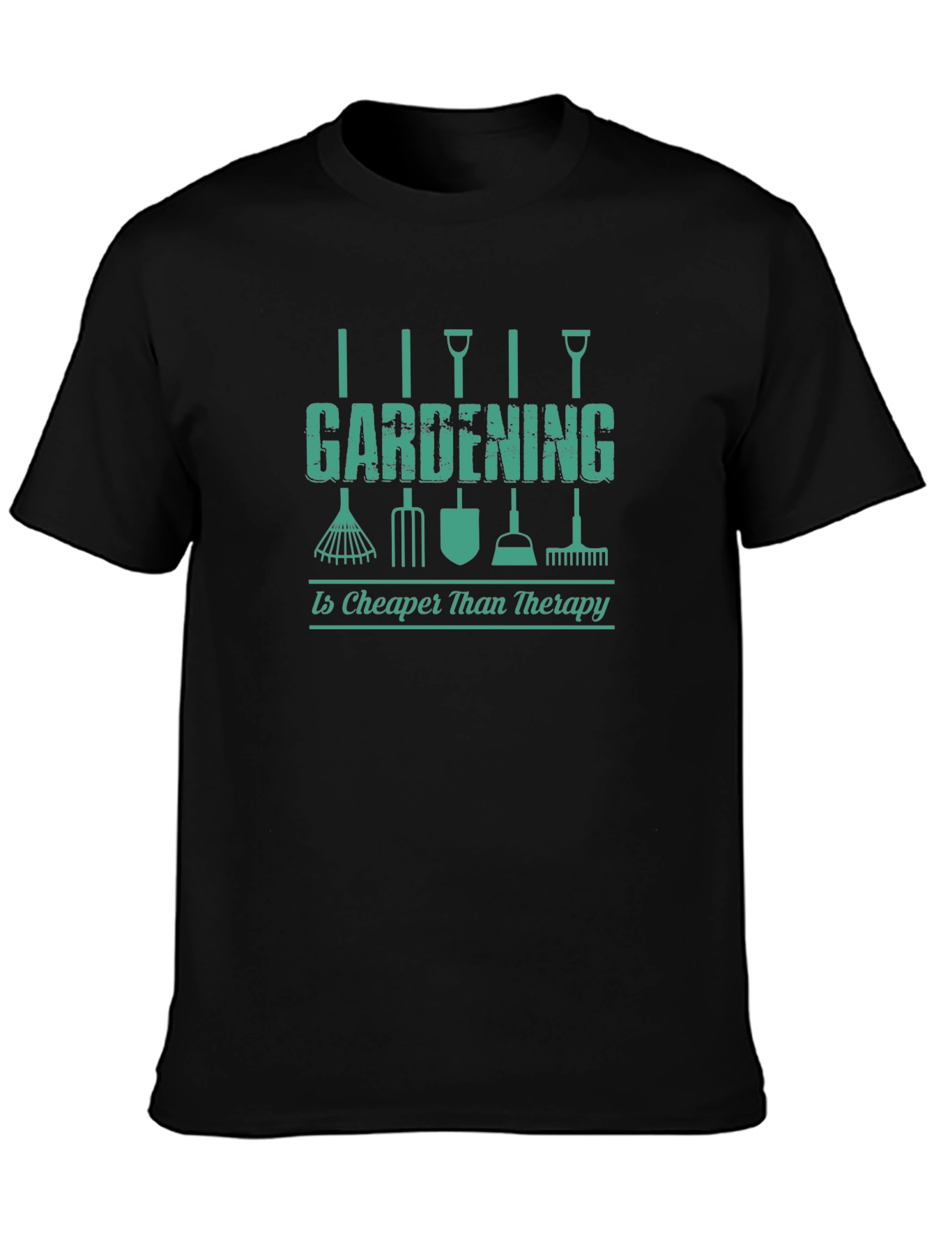 Gardening Therapy T-Shirt - Black Novelty Tee