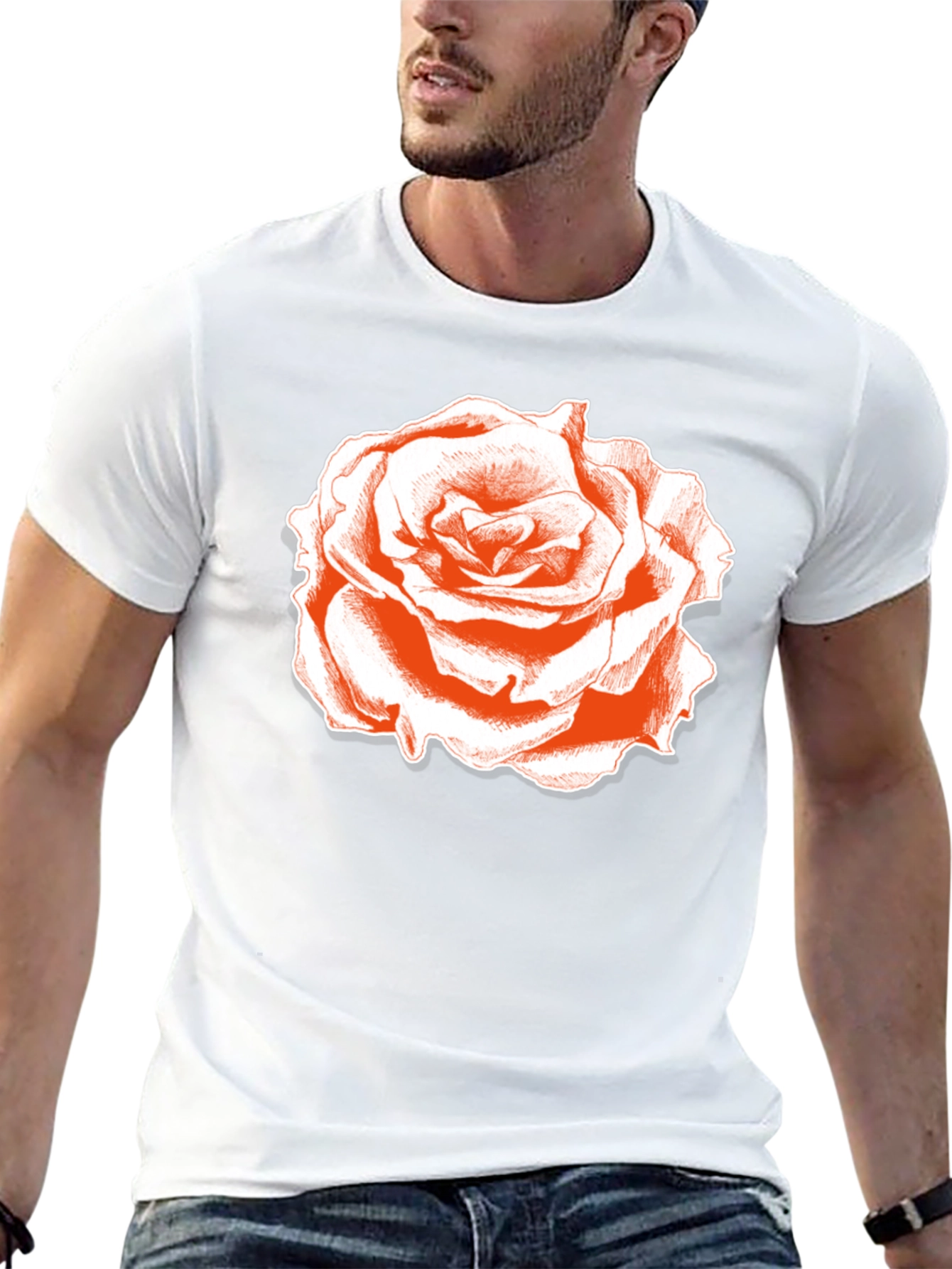 Rose Graphic Tee - Classic Black Cotton T-Shirt