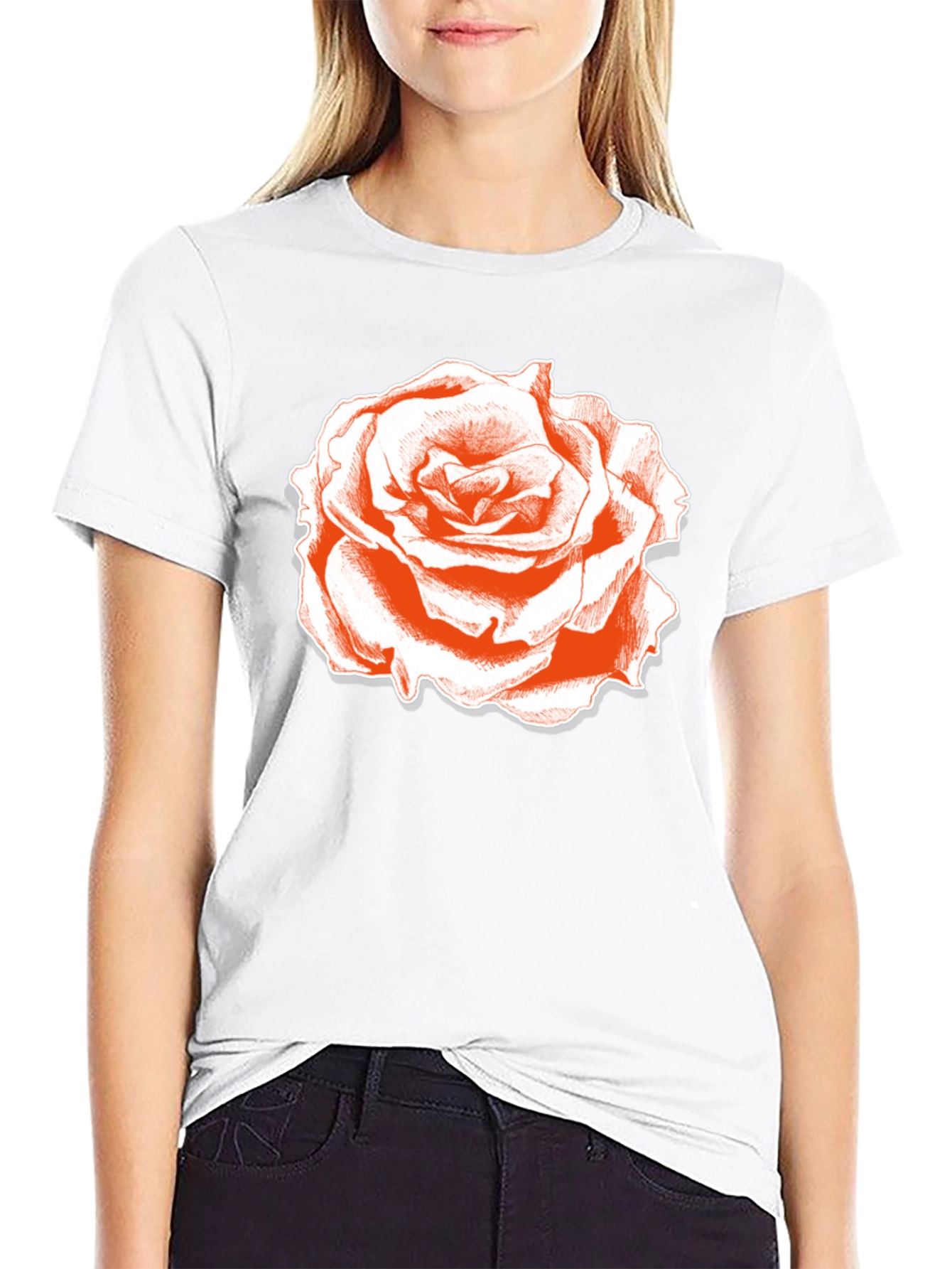 Rose Graphic Tee - Classic Black Cotton T-Shirt