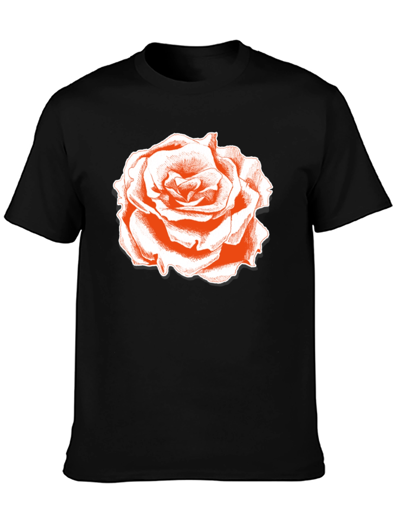 Rose Graphic Tee - Classic Black Cotton T-Shirt