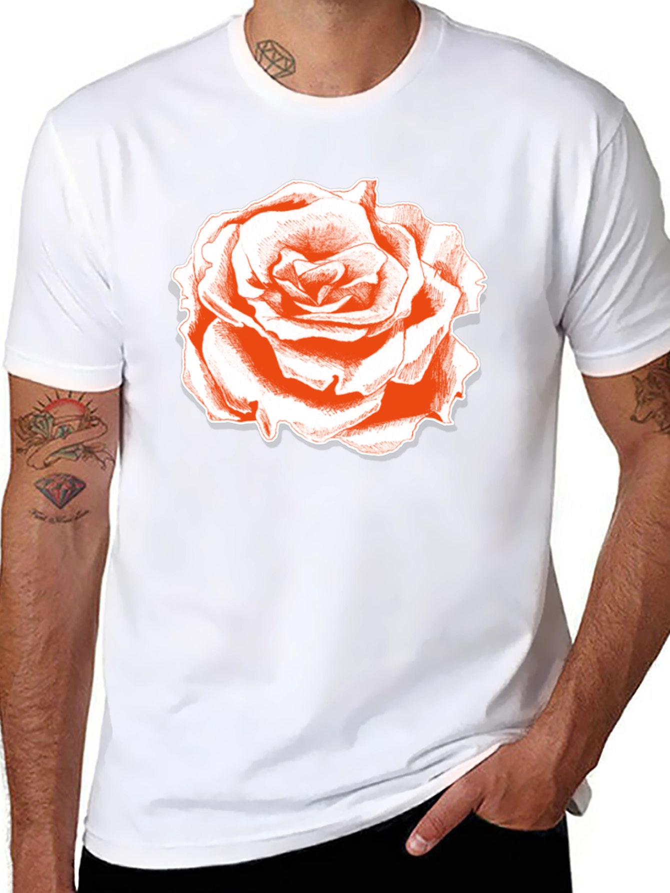 Rose Graphic Tee - Classic Black Cotton T-Shirt