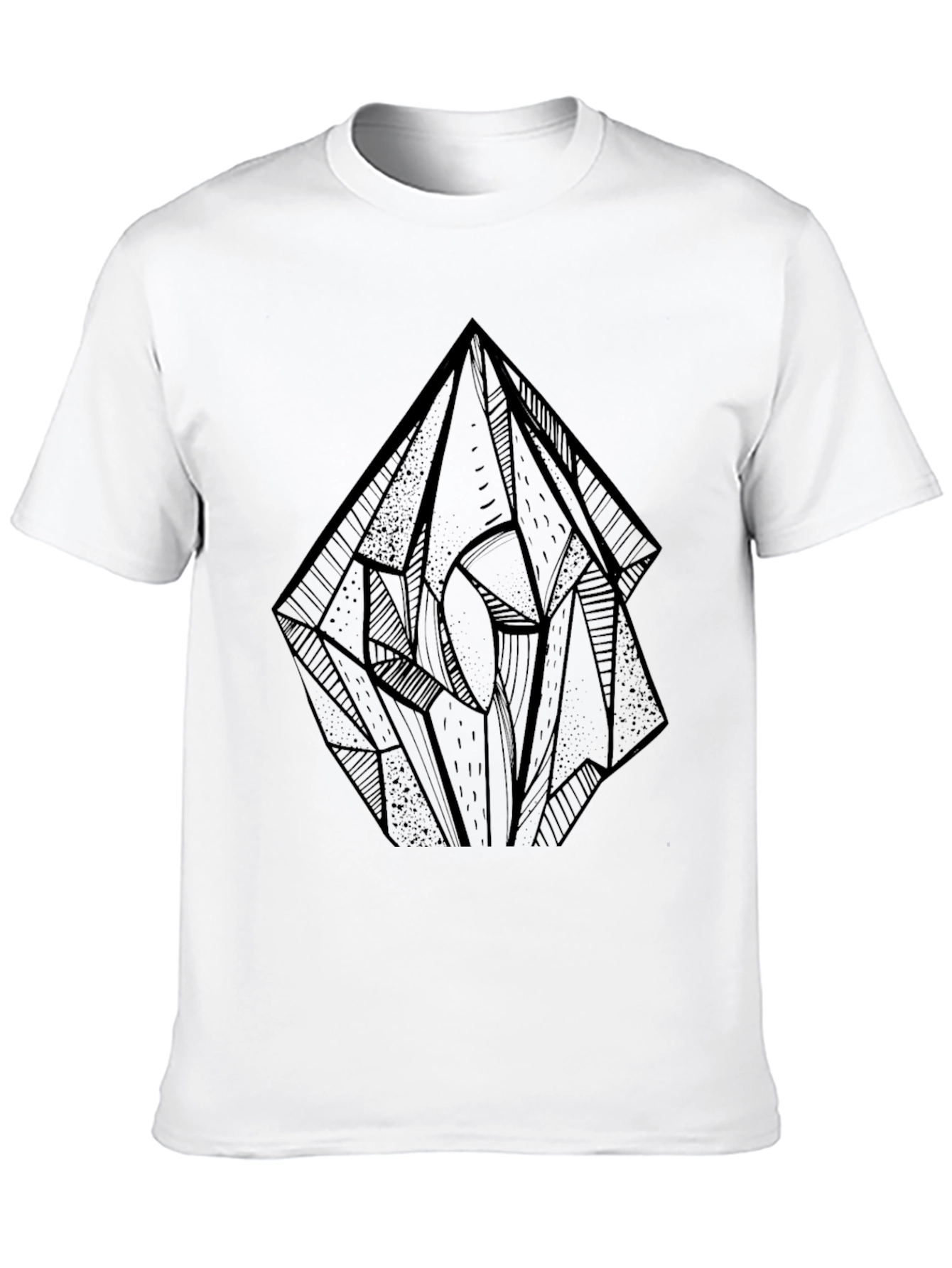 Geometric Crystal Graphic Tee - Black Cotton Blend