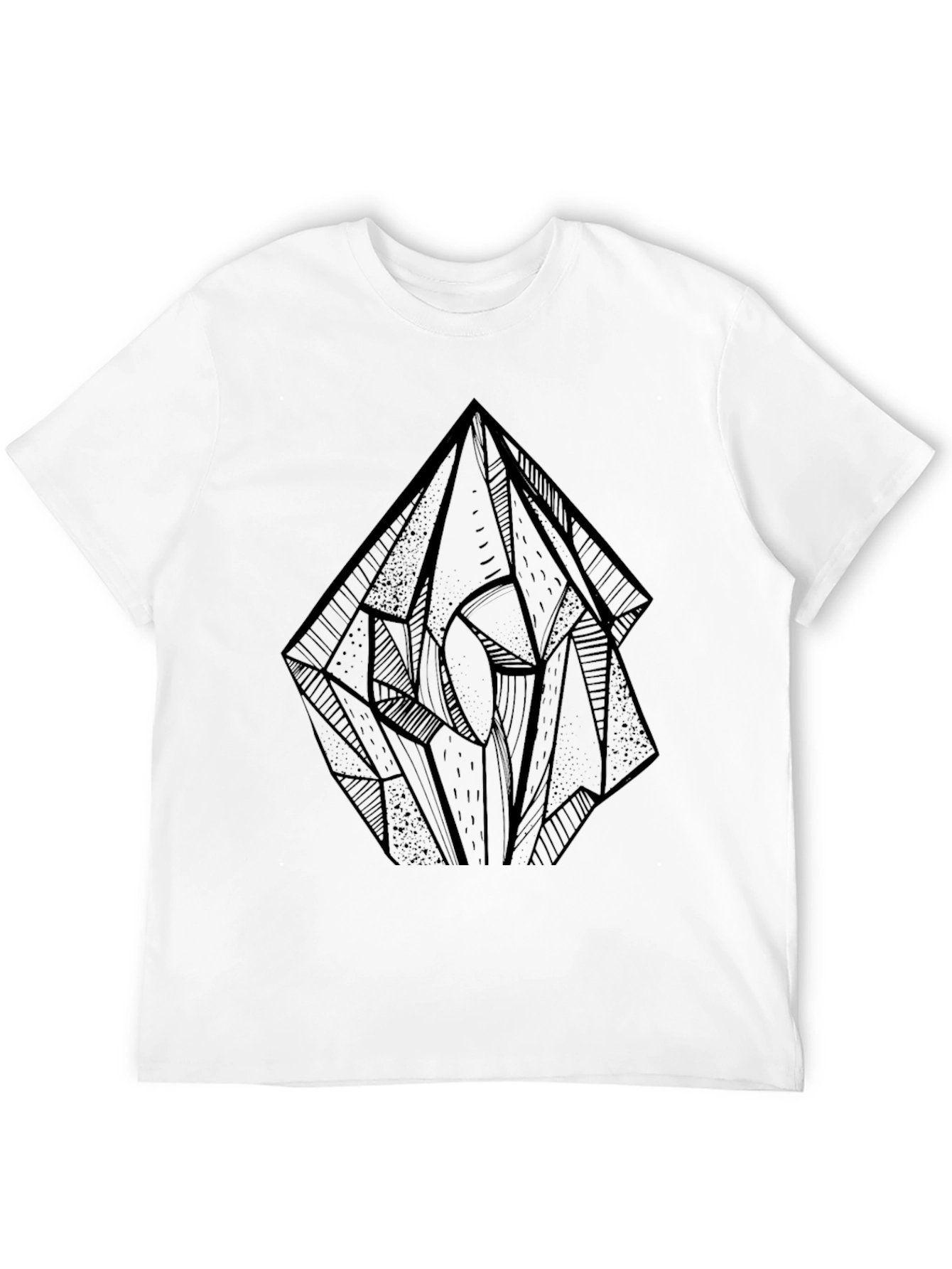 Geometric Crystal Graphic Tee - Black Cotton Blend