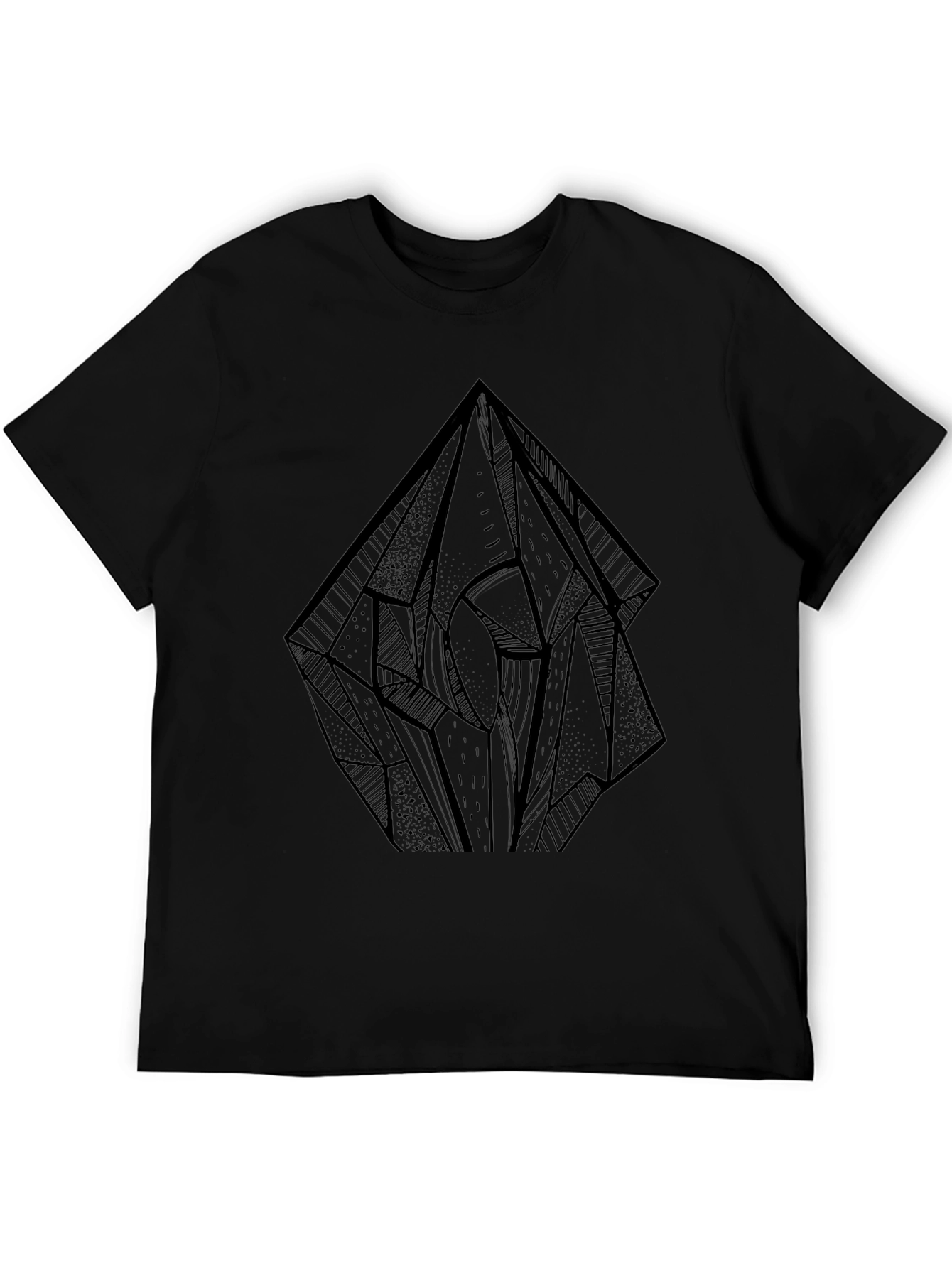 Geometric Crystal Graphic Tee - Black Cotton Blend