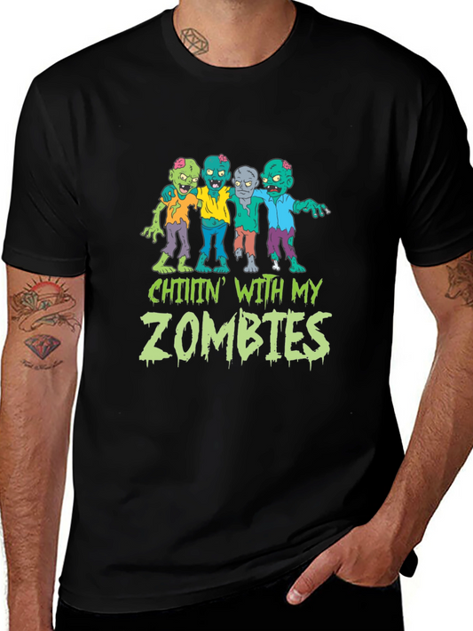 Chillin With My Zombies Graphic Tee - Halloween