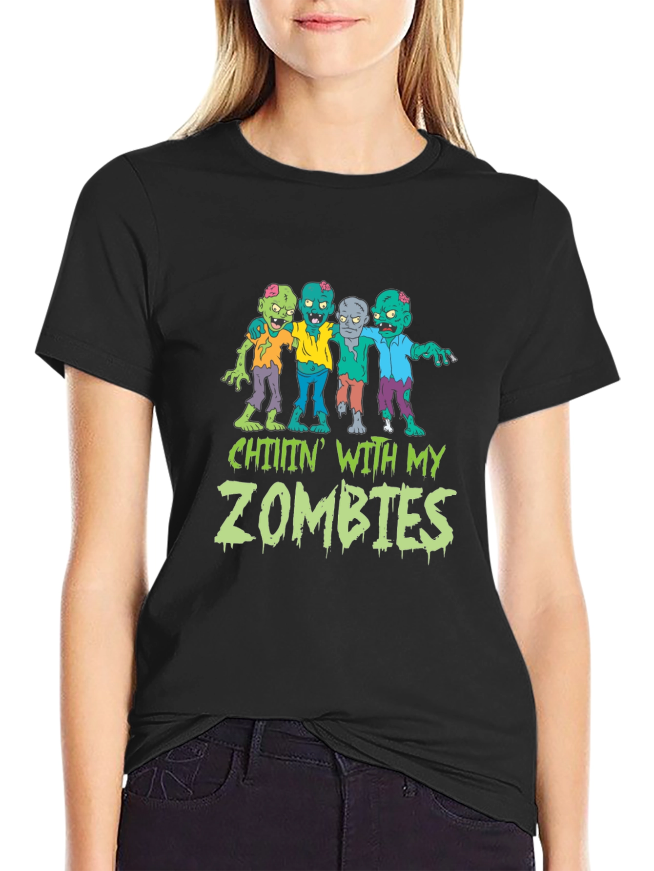 Chillin With My Zombies Graphic Tee - Halloween