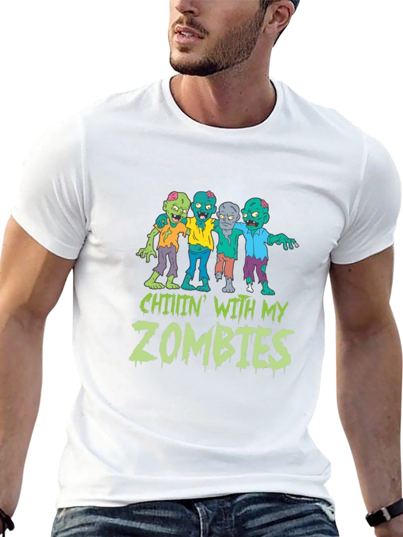Chillin With My Zombies Graphic Tee - Halloween
