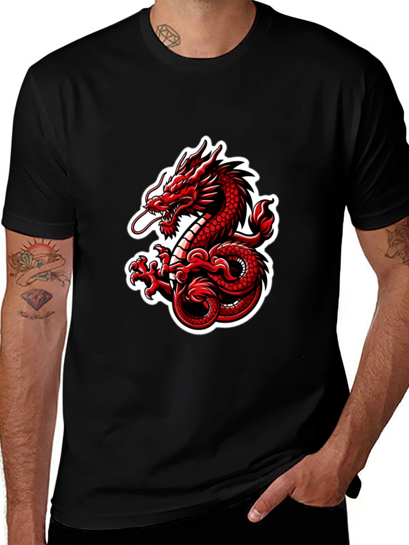 Red Dragon Graphic Black T-Shirt