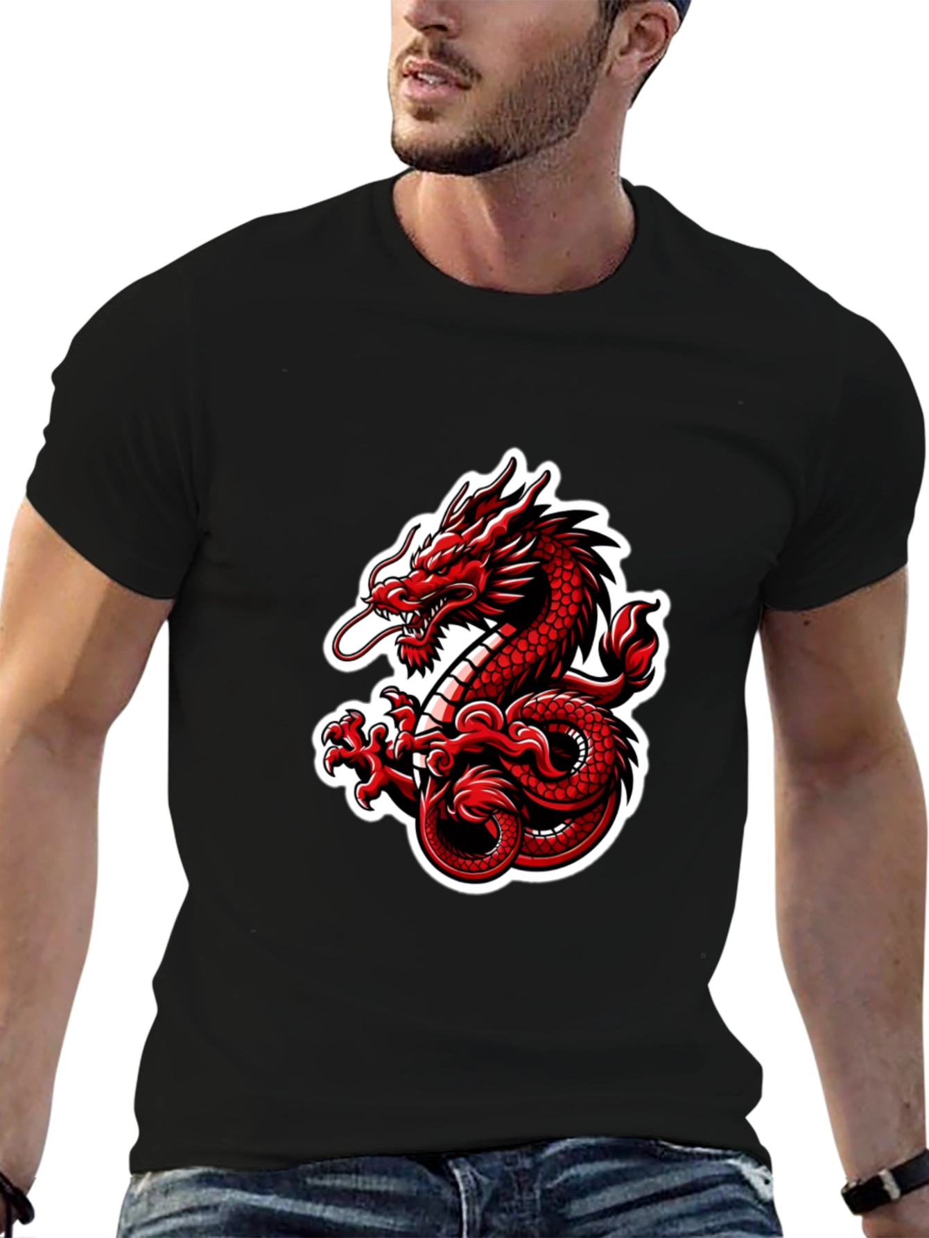 Red Dragon Graphic Black T-Shirt