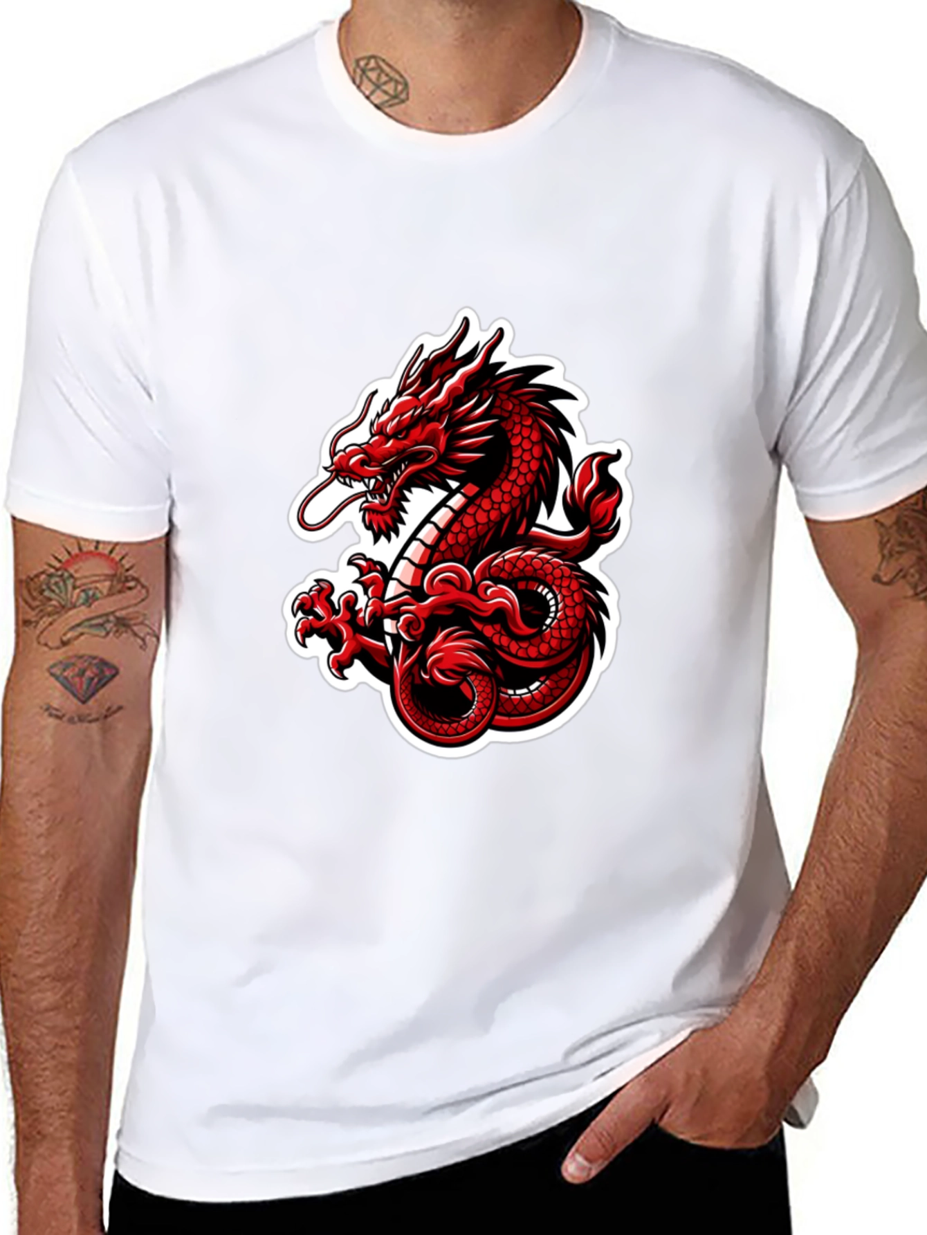 Red Dragon Graphic Black T-Shirt