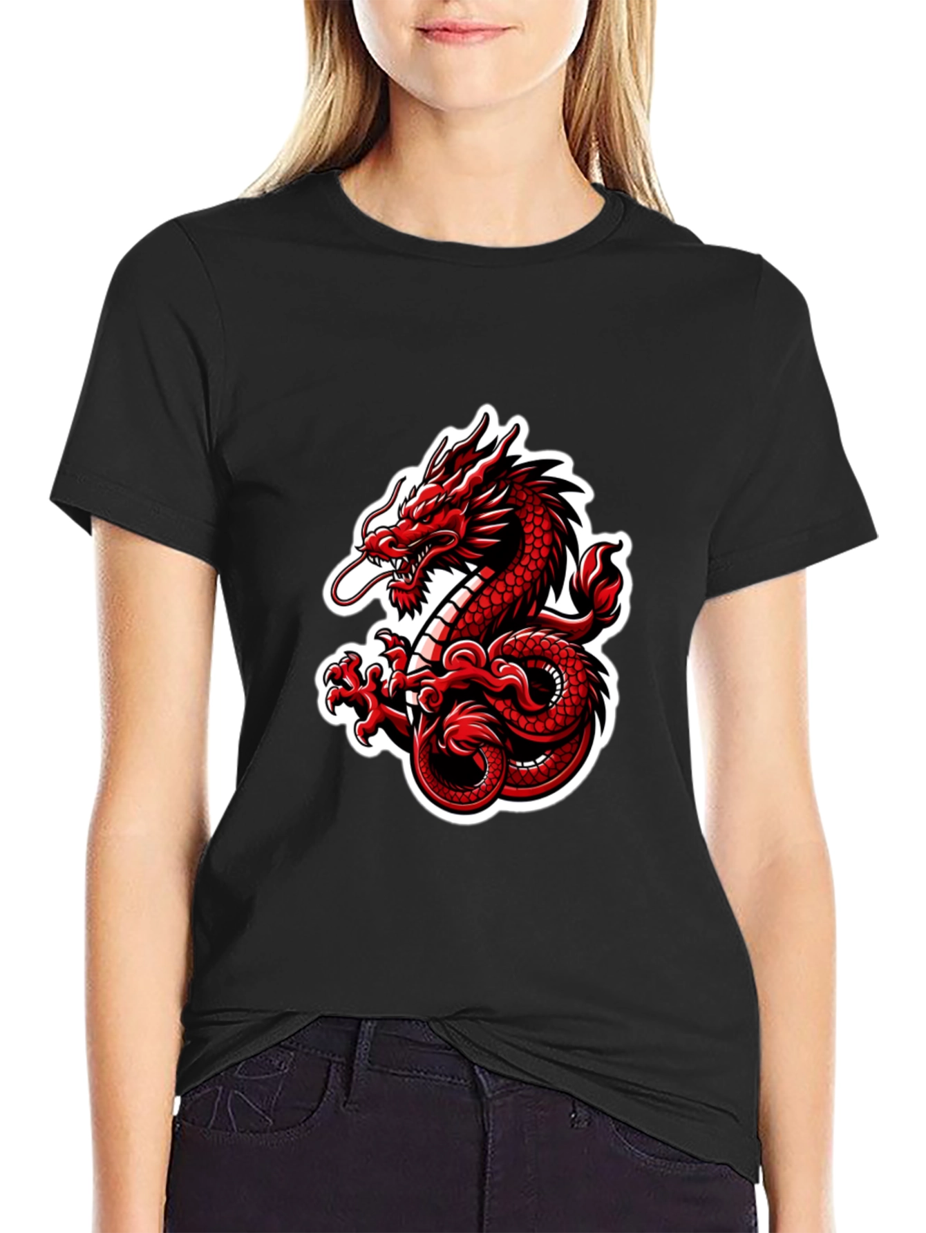 Red Dragon Graphic Black T-Shirt