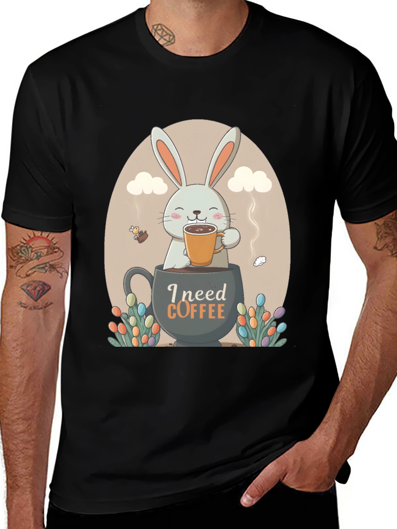 I Need Coffee Easter Bunny T-Shirt