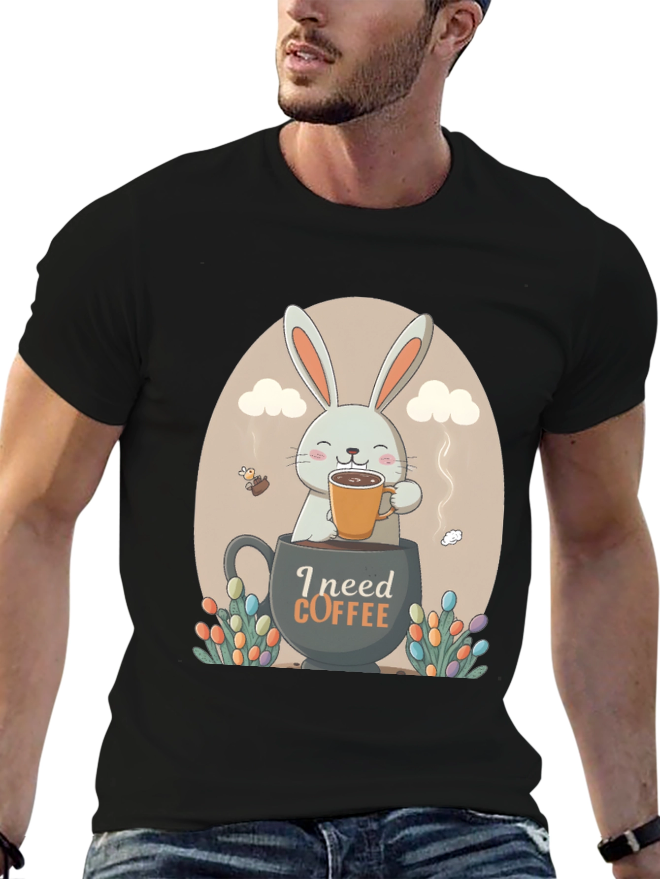 I Need Coffee Easter Bunny T-Shirt