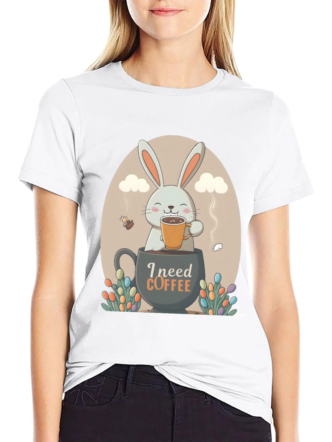 I Need Coffee Easter Bunny T-Shirt