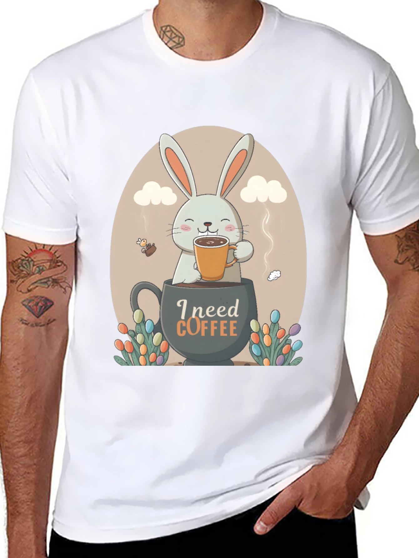 I Need Coffee Easter Bunny T-Shirt