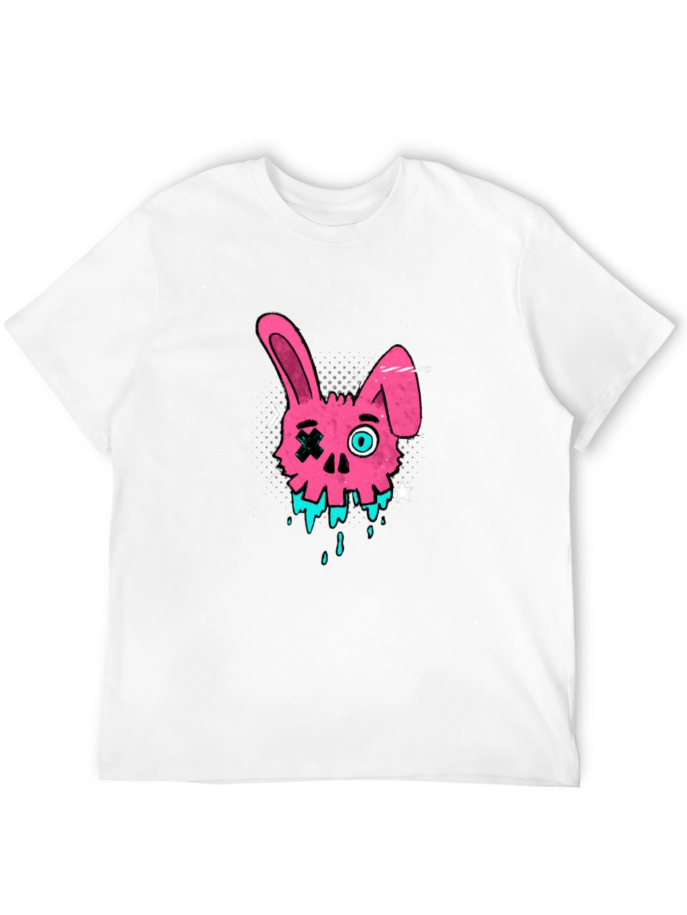 Edgy Pink Bunny Skull Graphic T-Shirt