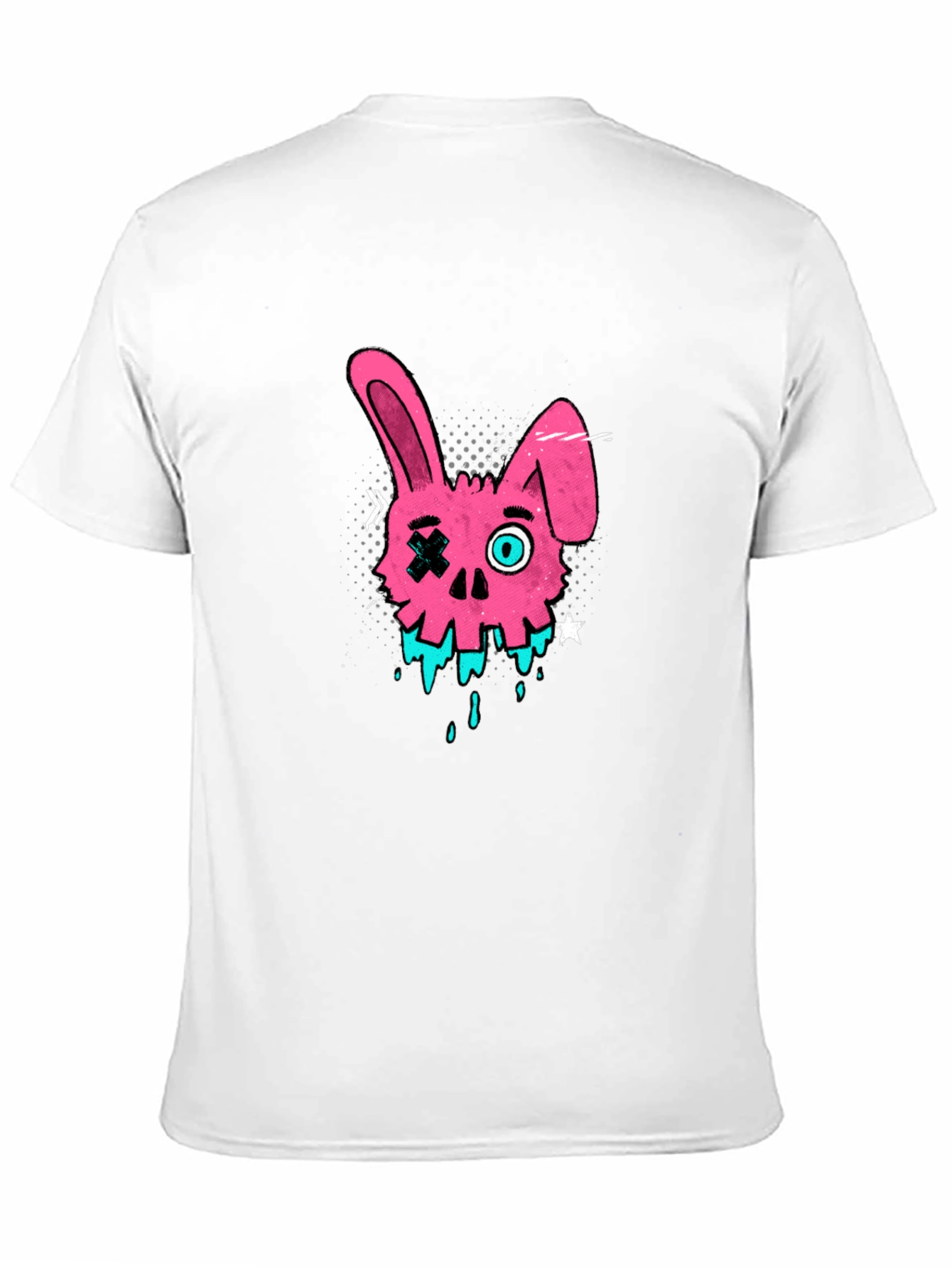 Edgy Pink Bunny Skull Graphic T-Shirt