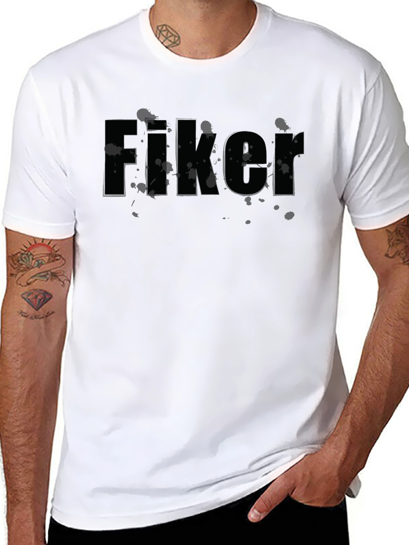 Mens Black Fiker Graphic Print T-Shirt