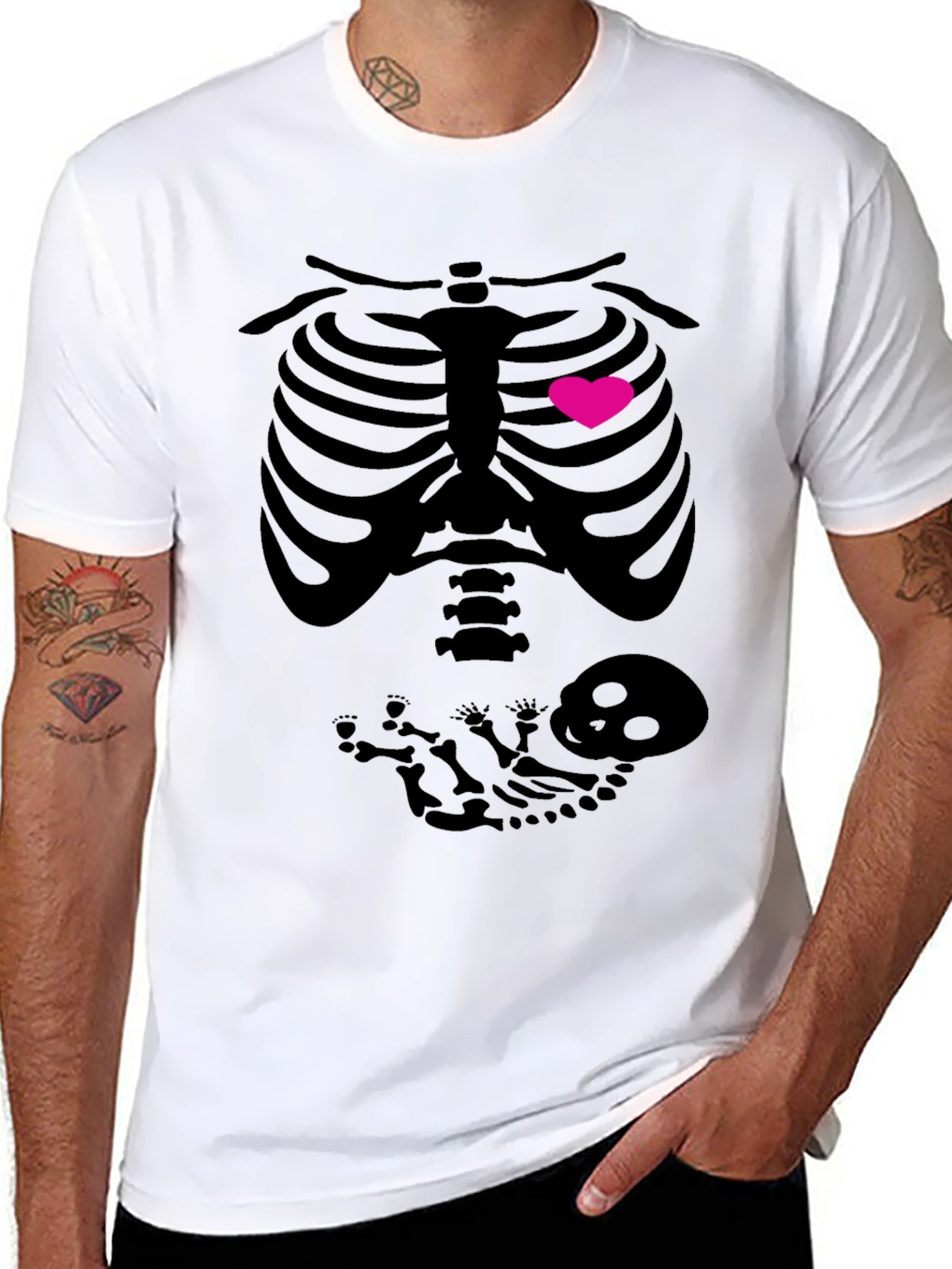 Halloween Pregnancy Skeleton Heart T-Shirt