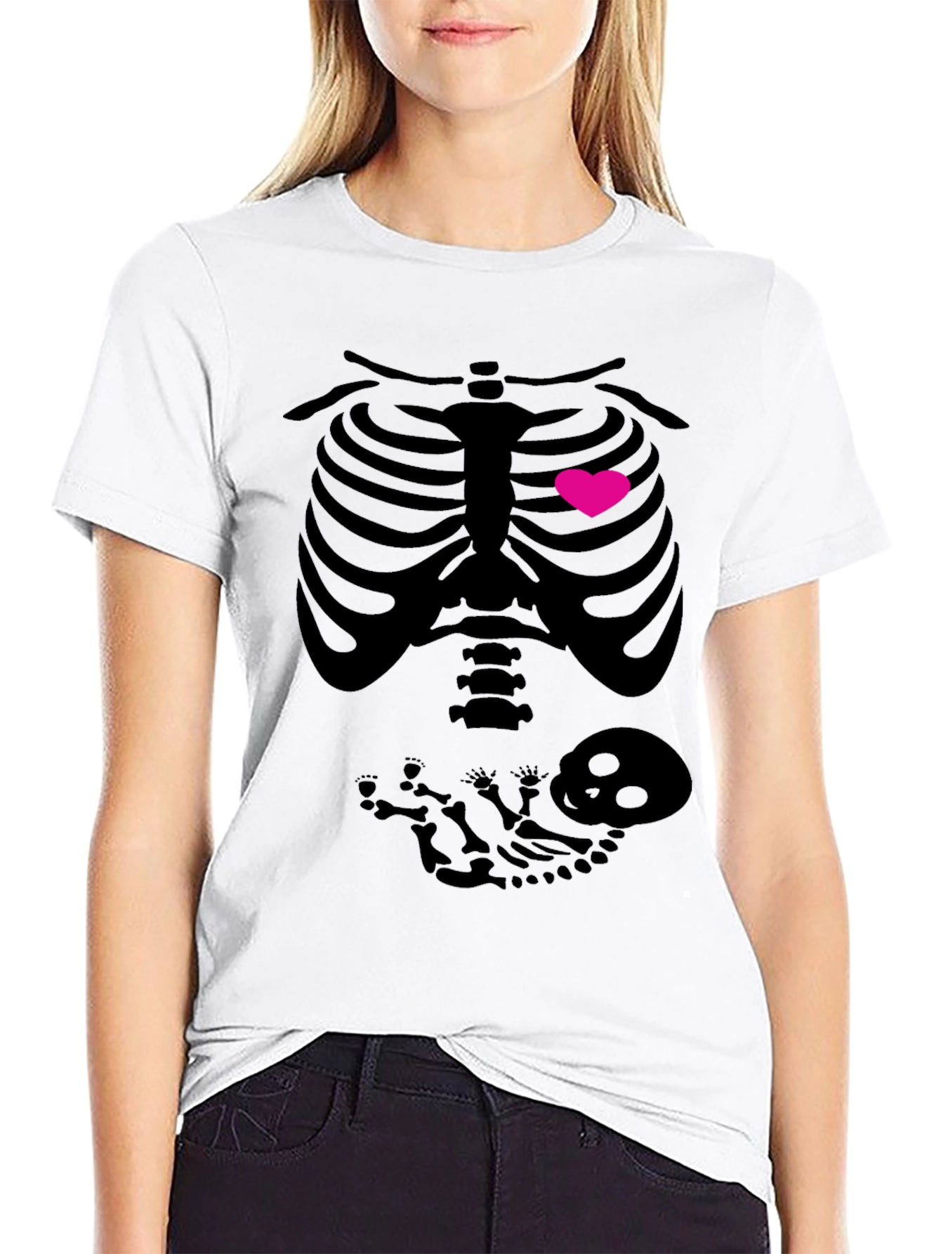 Halloween Pregnancy Skeleton Heart T-Shirt