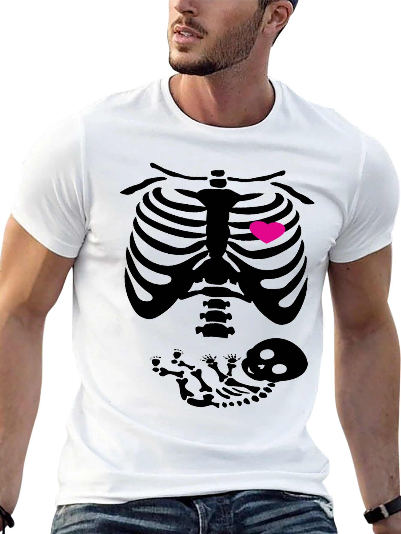 Halloween Pregnancy Skeleton Heart T-Shirt