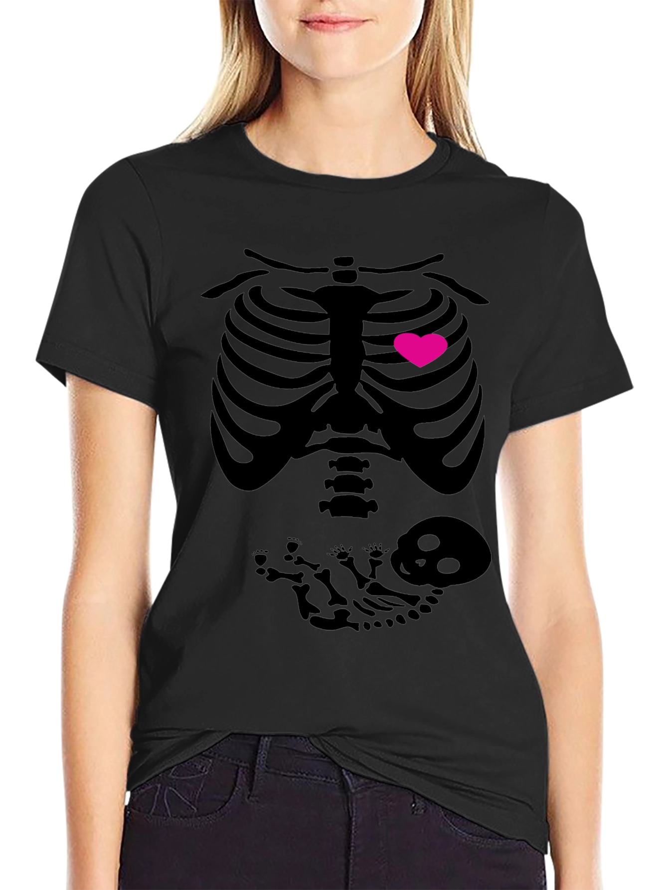 Halloween Pregnancy Skeleton Heart T-Shirt