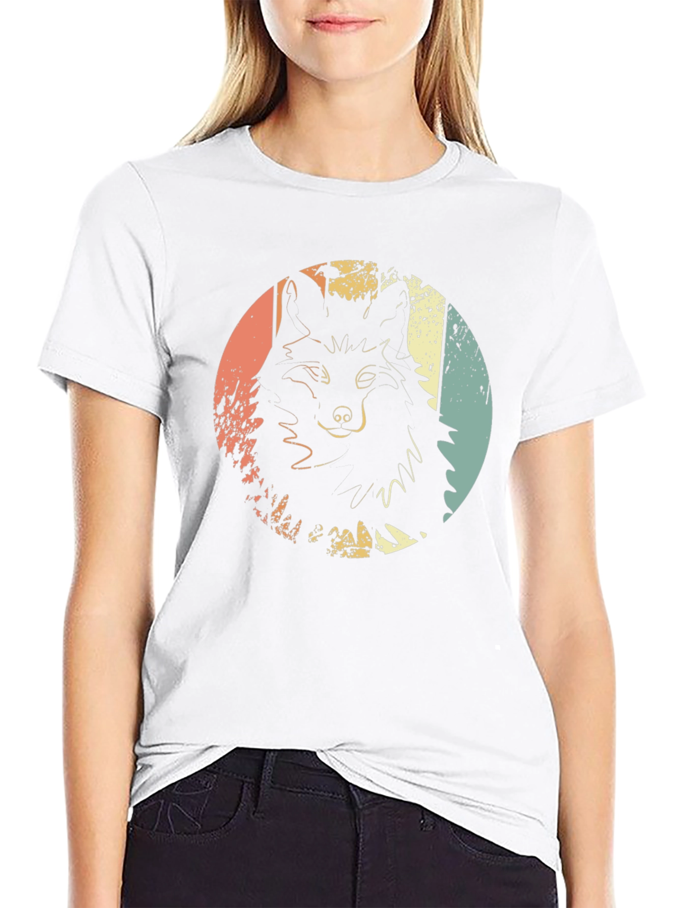 Retro Wolf Graphic Print Tee