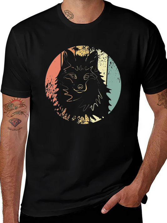 Retro Wolf Graphic Print Tee