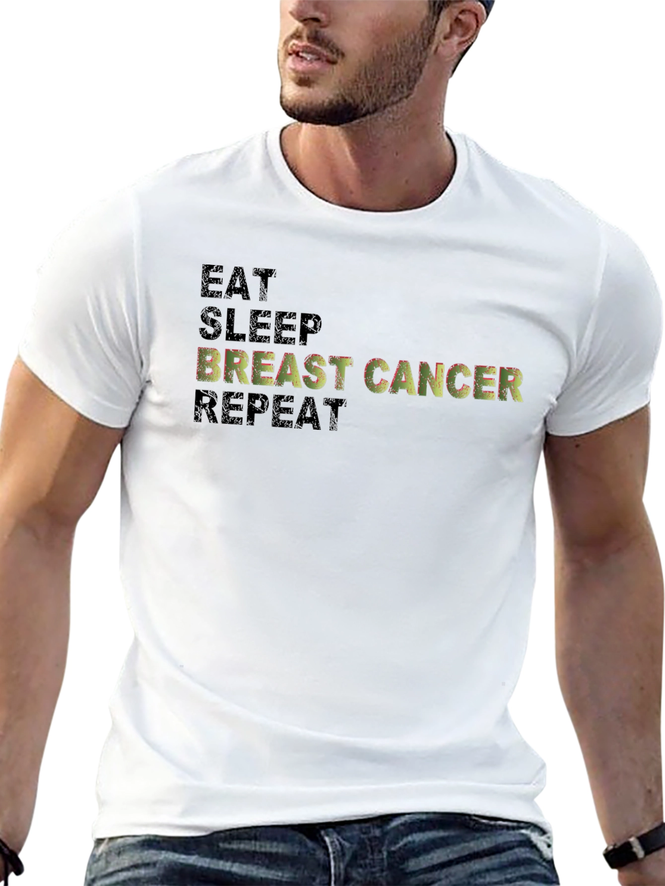 Eat Sleep Breast Cancer Repeat Graphic Tee