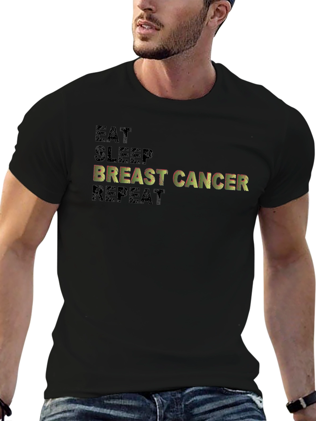 Eat Sleep Breast Cancer Repeat Graphic Tee