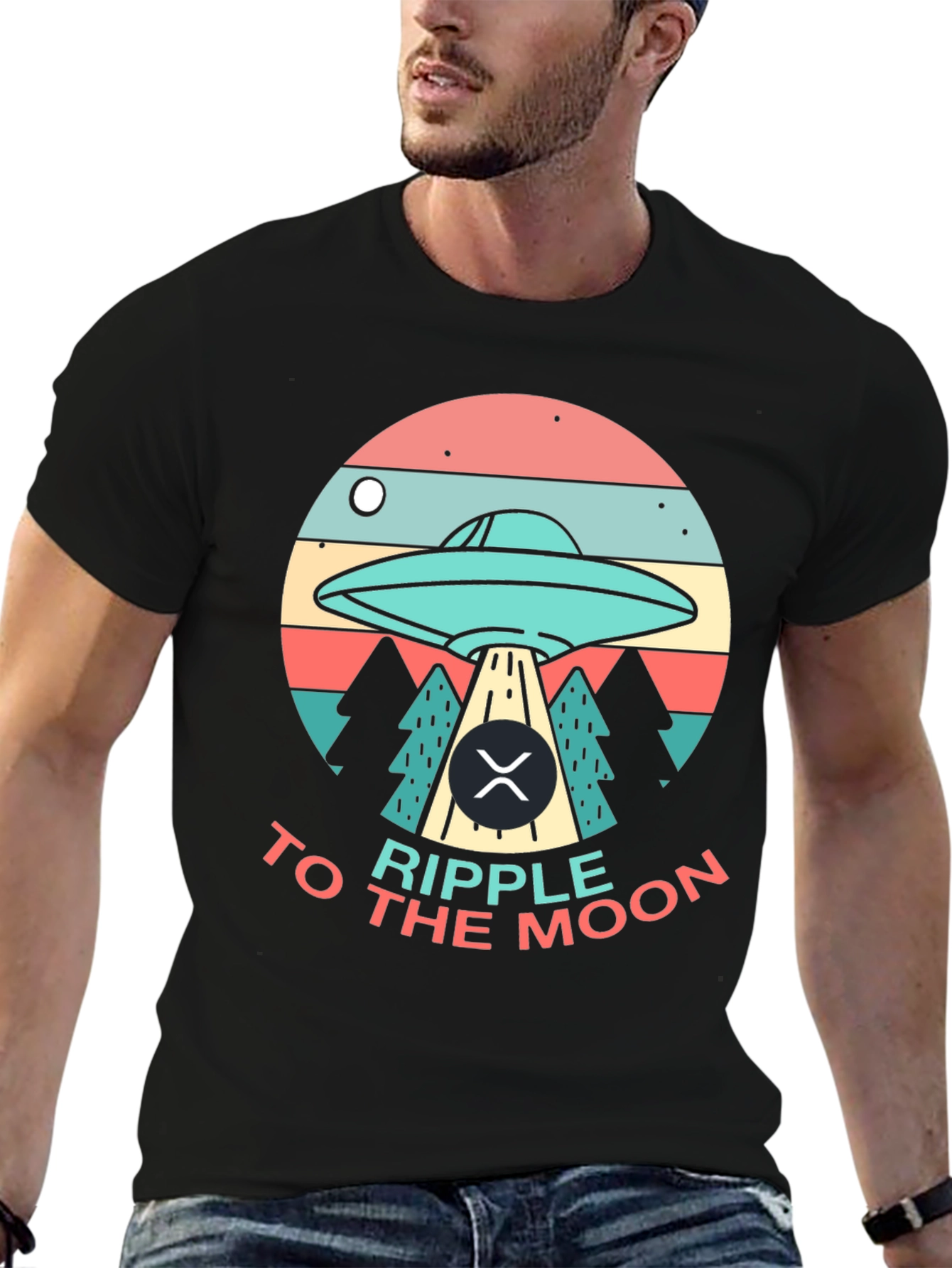 Ripple to the Moon UFO Graphic T-Shirt