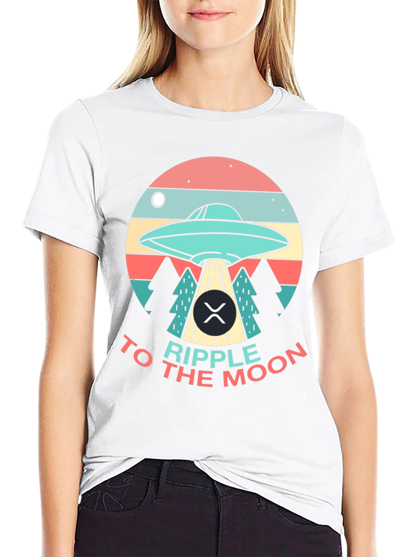 Ripple to the Moon UFO Graphic T-Shirt