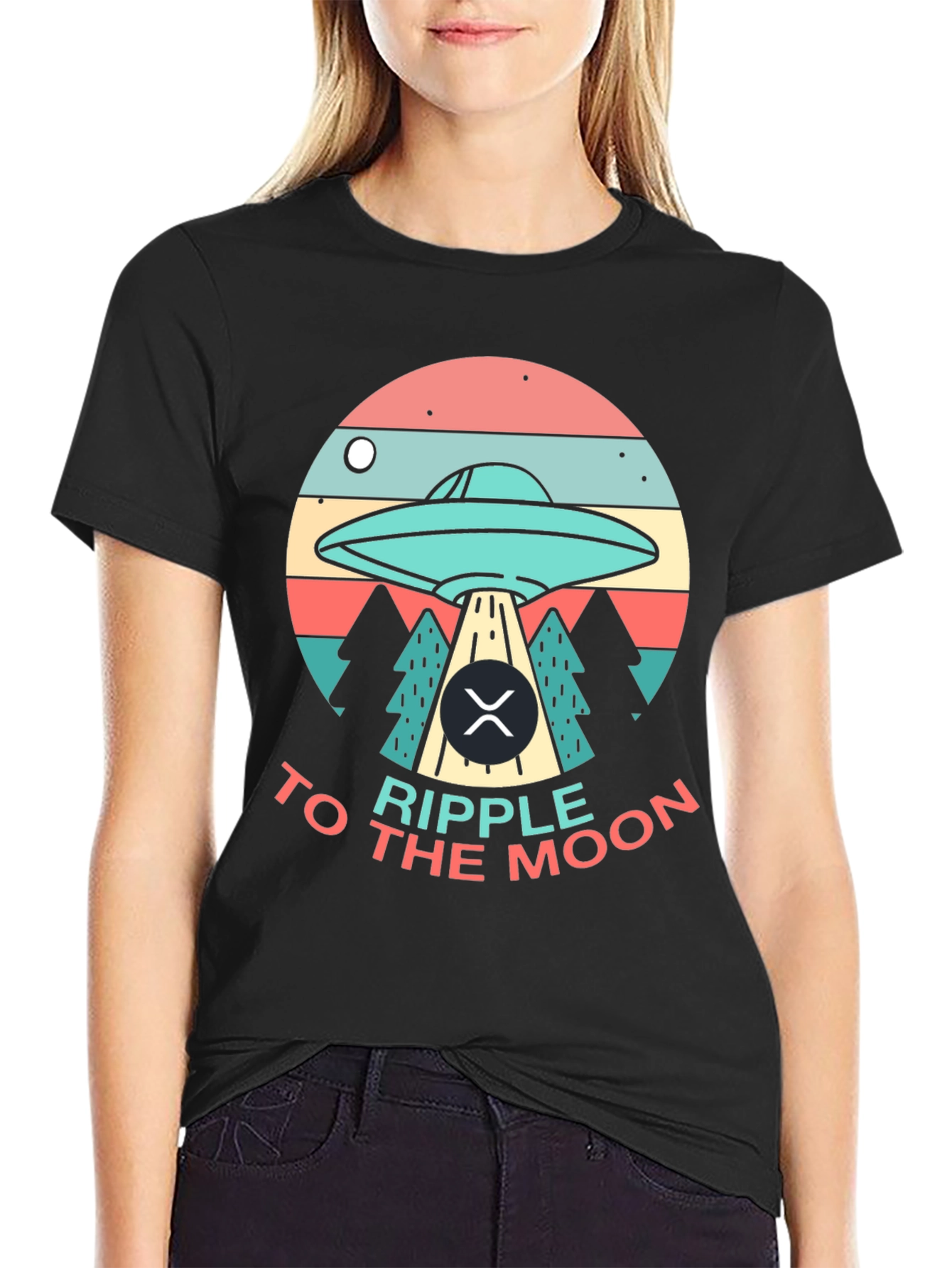 Ripple to the Moon UFO Graphic T-Shirt
