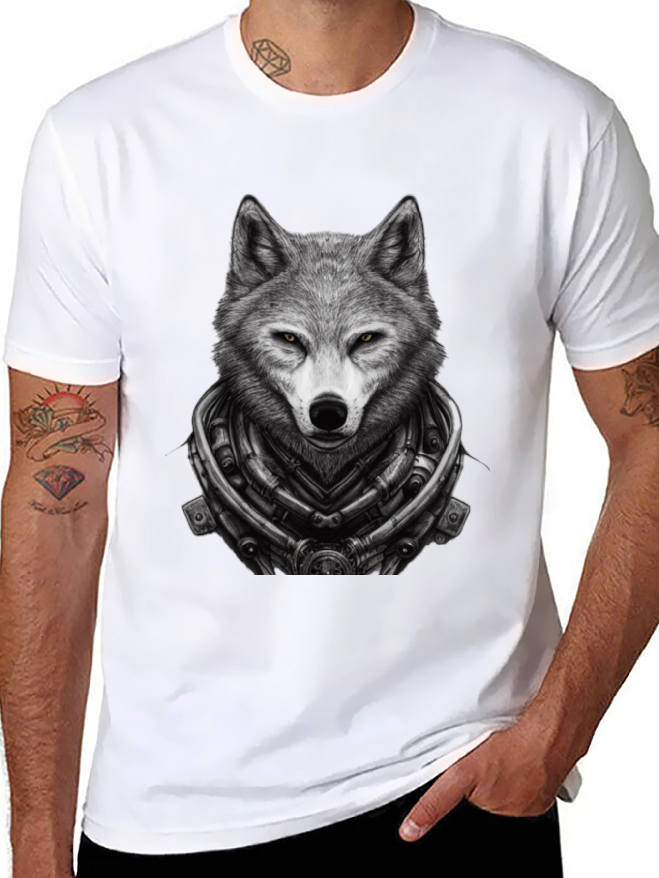 Wolf Cyberpunk T-Shirt - Unique Graphic Tee