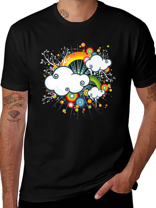Rainbow Cloud Graphic Black Tee