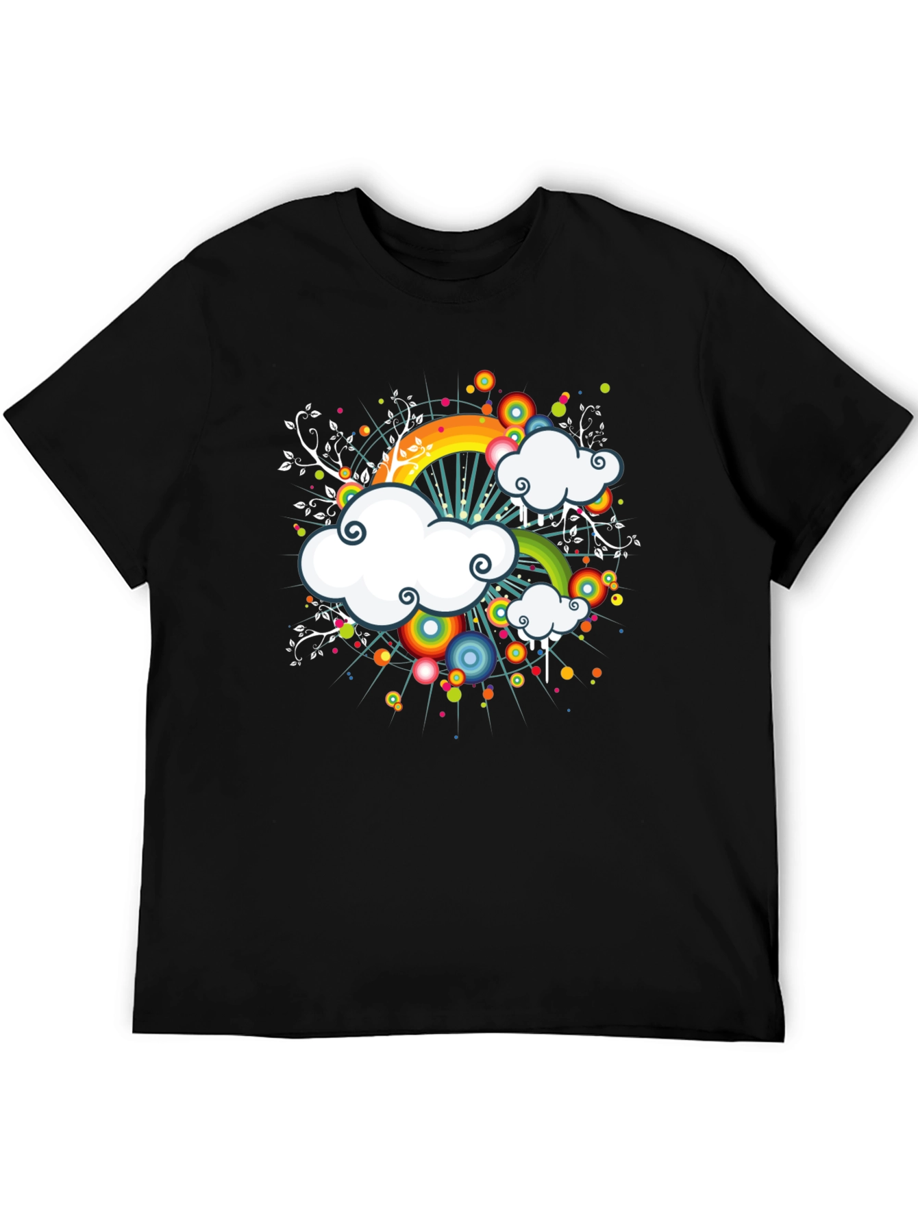 Rainbow Cloud Graphic Black Tee