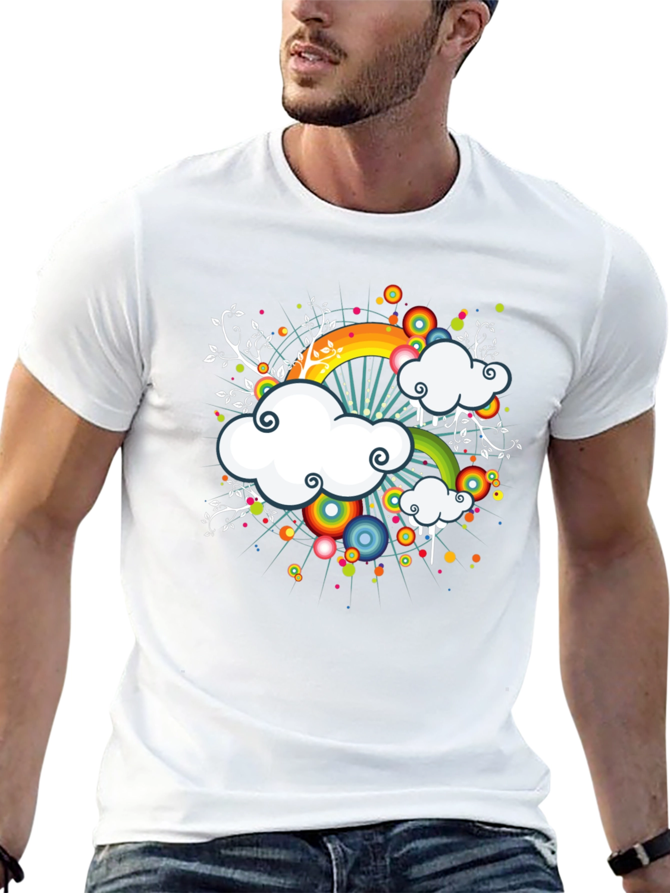 Rainbow Cloud Graphic Black Tee