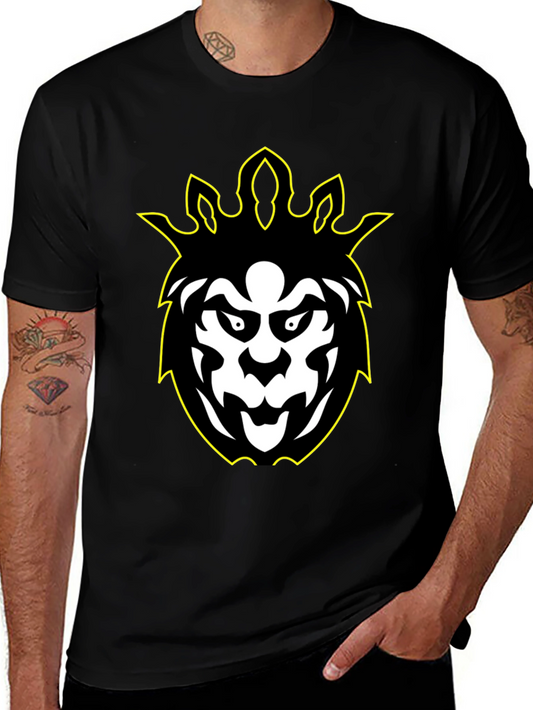 Graphic Tee - Black Lion Design with Yellow Outline
