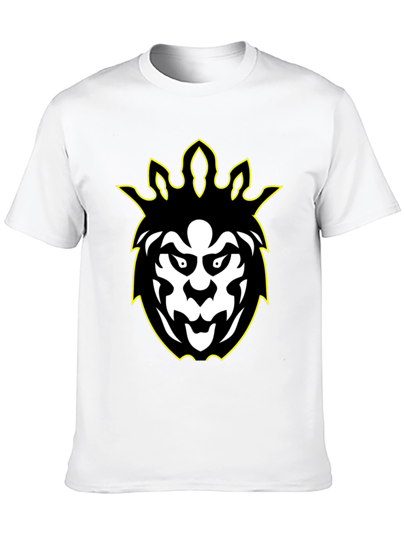 Graphic Tee - Black Lion Design with Yellow Outline