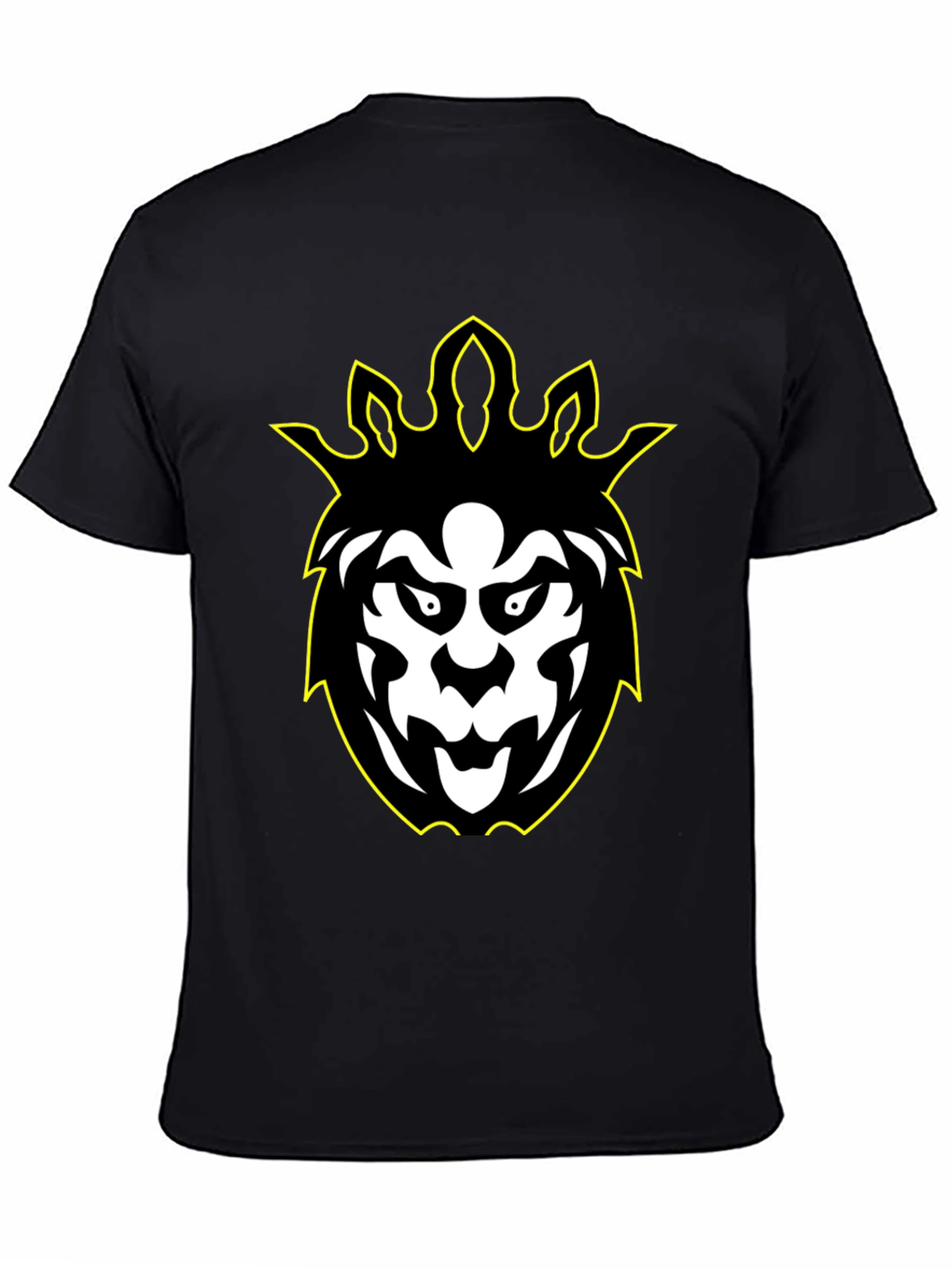 Graphic Tee - Black Lion Design with Yellow Outline