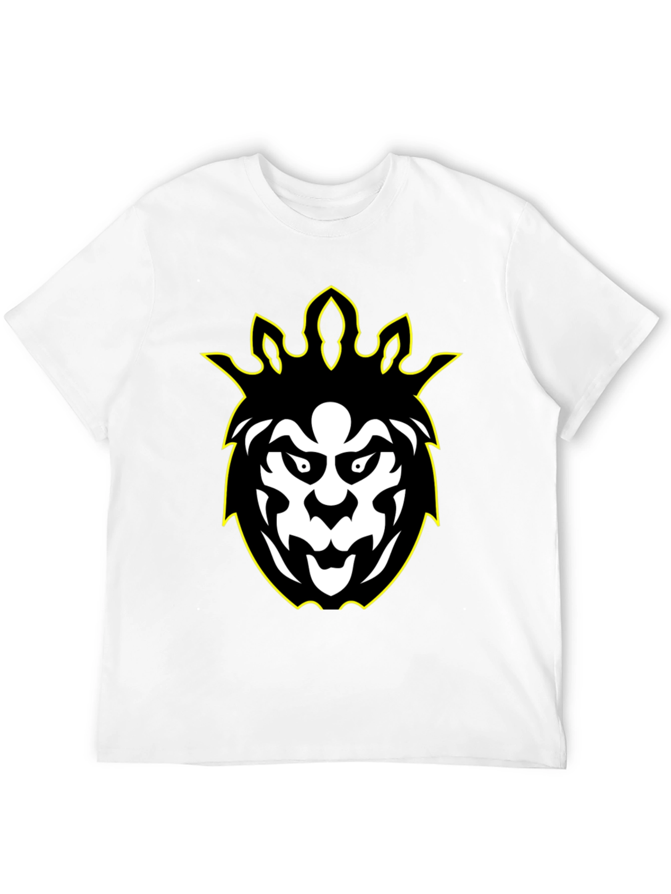 Graphic Tee - Black Lion Design with Yellow Outline