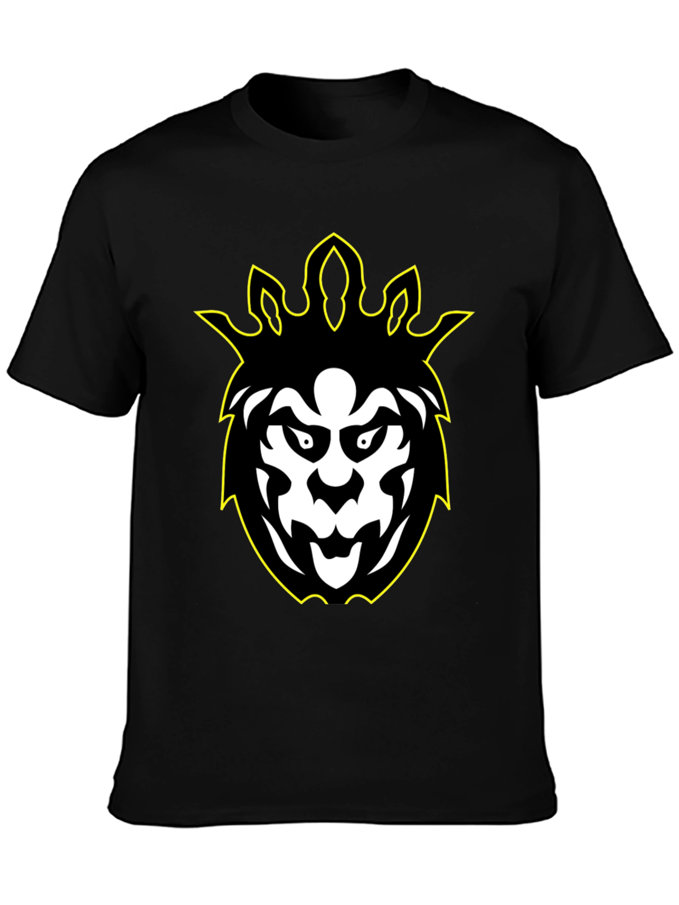 Graphic Tee - Black Lion Design with Yellow Outline