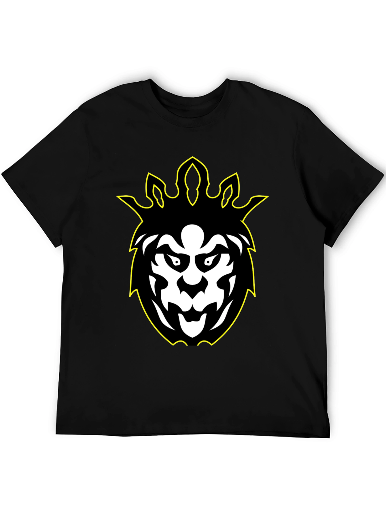 Graphic Tee - Black Lion Design with Yellow Outline