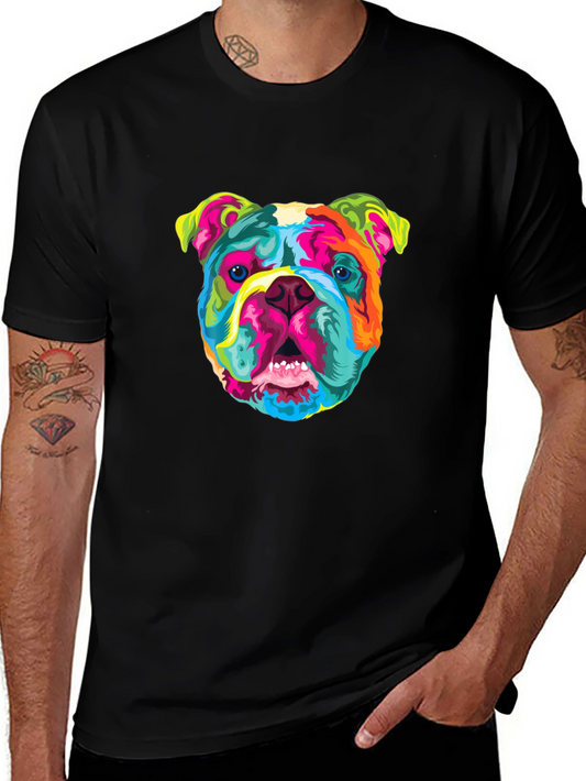 Vibrant Bulldog Graphic Tee - Cool Dog Lovers T-Shirt