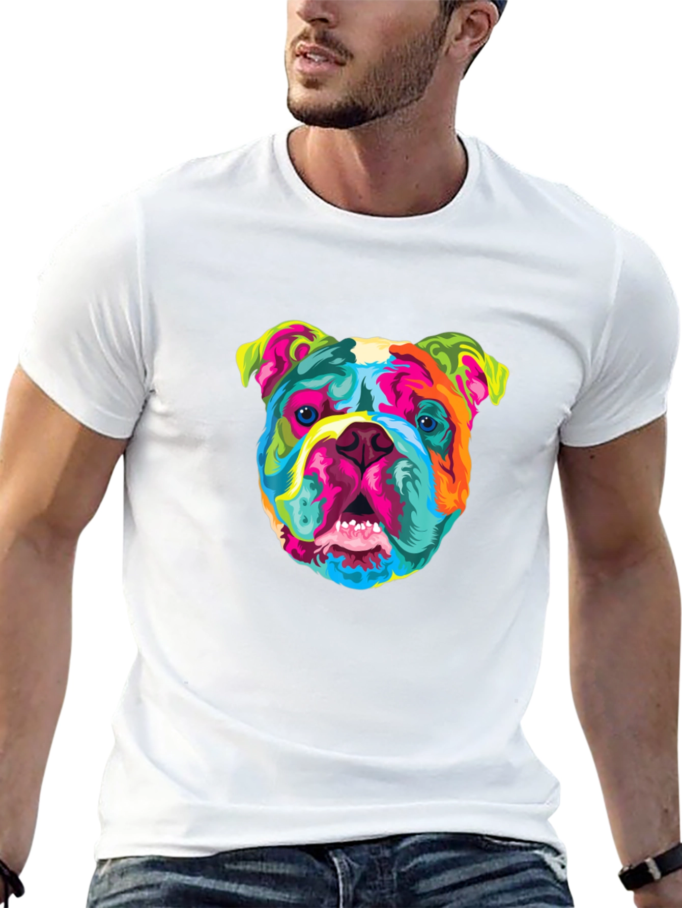 Vibrant Bulldog Graphic Tee - Cool Dog Lovers T-Shirt